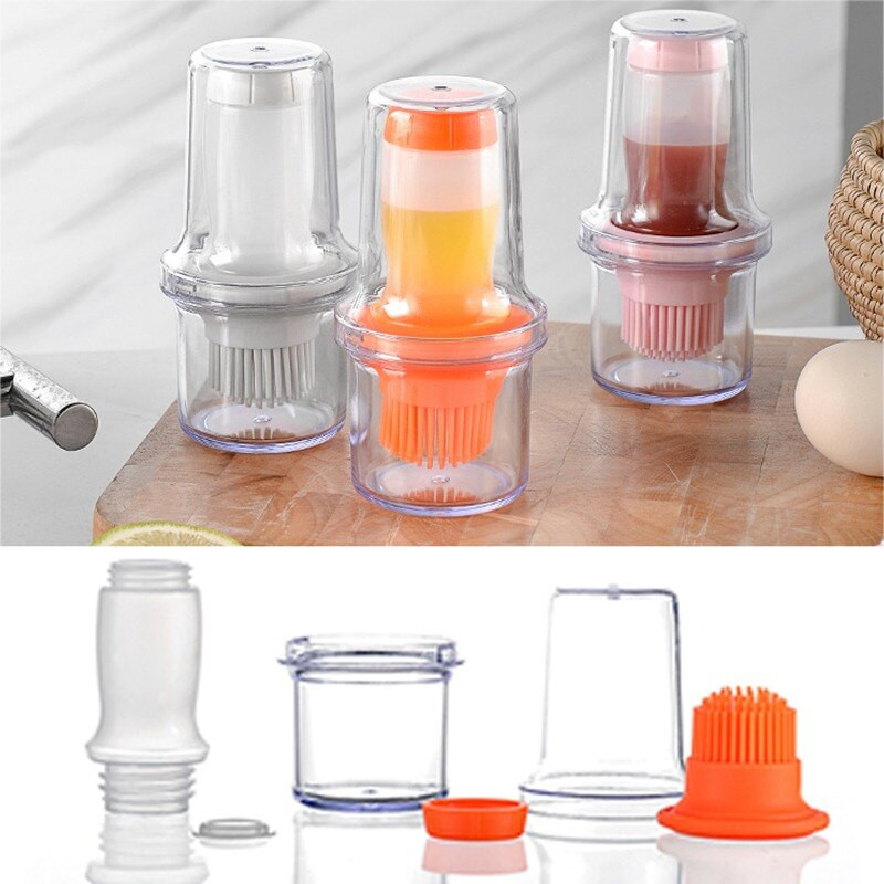 Dozator portabil de ulei pentru sos de ulei pentru condimente, cu perie de silicon pentru gătit, coacere, condimente pentru grătar, cutie de ulei de calitate alimentară