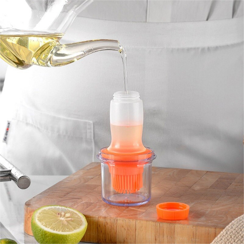 Dozator portabil de ulei pentru sos de ulei pentru condimente, cu perie de silicon pentru gătit, coacere, condimente pentru grătar, cutie de ulei de calitate alimentară
