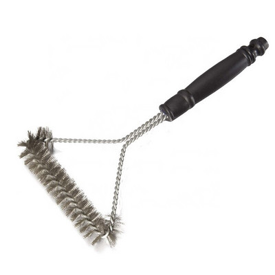 1 buc. perie de curățare pentru grătar de 12 inch, perie de sârmă triunghiulară din oțel inoxidabil, unelte de gătit pentru grătar, mâner din plastic pentru bucătărie