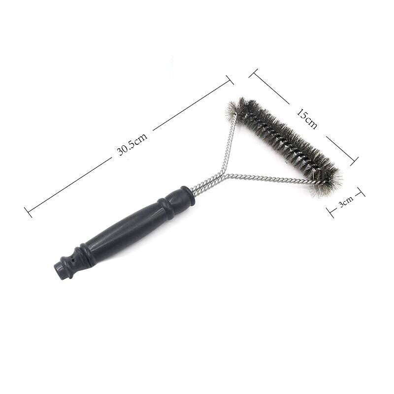 1 buc. perie de curățare pentru grătar de 12 inch, perie de sârmă triunghiulară din oțel inoxidabil, unelte de gătit pentru grătar, mâner din plastic pentru bucătărie
