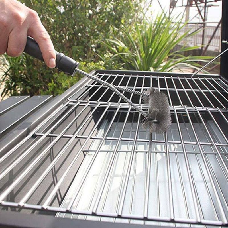 1 buc. perie de curățare pentru grătar de 12 inch, perie de sârmă triunghiulară din oțel inoxidabil, unelte de gătit pentru grătar, mâner din plastic pentru bucătărie