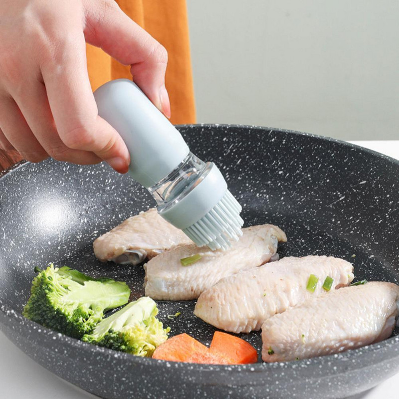 Üveg olajos palack szilikon kefével Konyha szilikon olajos ecset sütés grill grill olajkefe adagoló tészta steak olaj ecset
