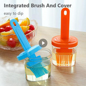 Perie pentru sticlă de ulei de silicon Rezistent la temperaturi înalte Integrată cu capac cu sticlă de ulei de grătar Perie Ustensil de bucătărie