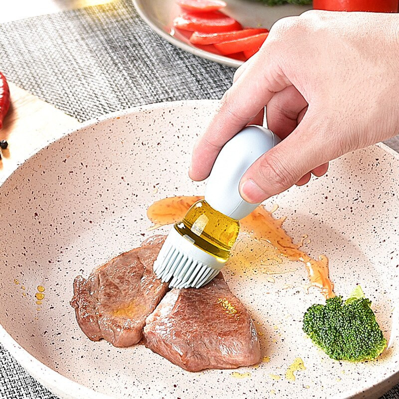 konyhai olajadagoló kefével Szilikon olajadagoló kefe Üvegtartály grillspray palack konyhai tartozékokhoz