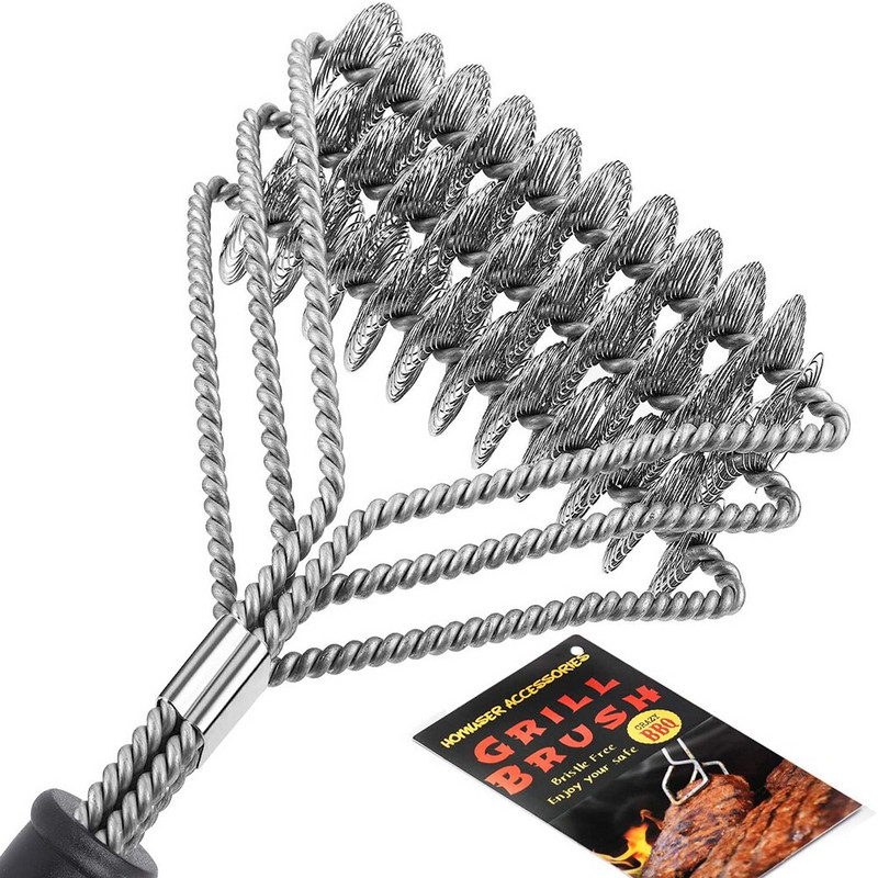 Perie de curățare din sârmă din oțel inoxidabil Perie de curățare grătar pentru grătar Perie antiaderentă pentru grătar Unelte pentru curățarea bucătăriei Accesorii pentru grătar