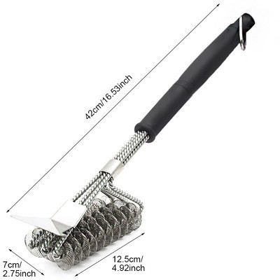 Instrumente pentru grătar Perie pentru grătar cu peri din oțel inoxidabil Perii de curățare antiaderenți cu mâner Accesoriu durabil pentru gătit