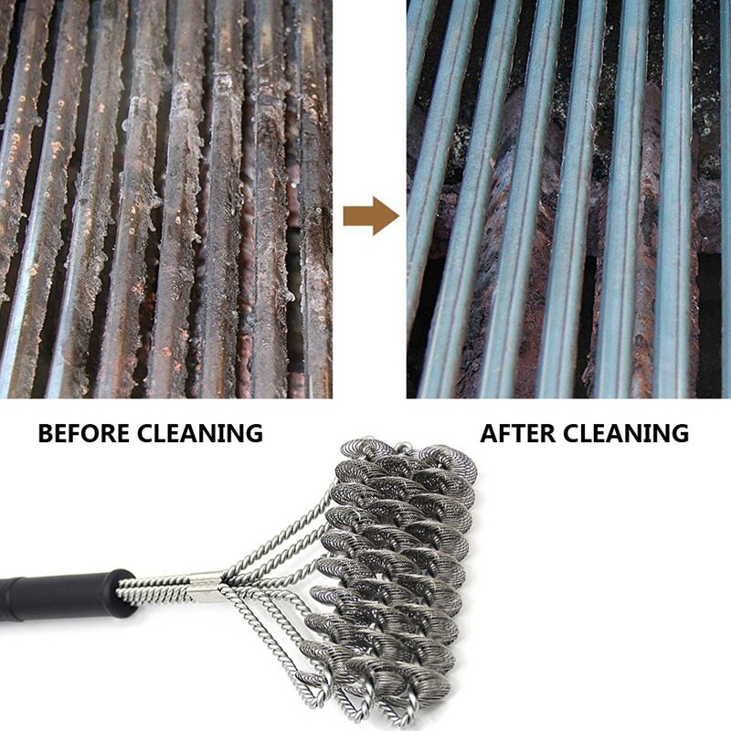 Instrumente pentru grătar Perie pentru grătar cu peri din oțel inoxidabil Perii de curățare antiaderenți cu mâner Accesoriu durabil pentru gătit