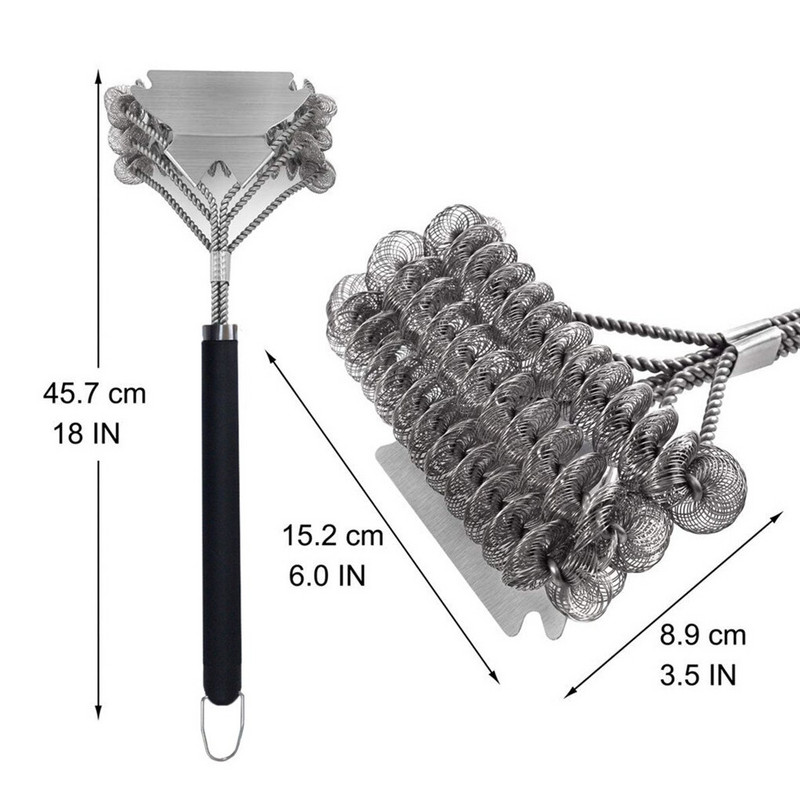 Konyha Grill Grill készlet Tisztítókefe Rozsdamentes acél főzőeszközök Drótsörték Háromszög Tisztítókefék Grillkefe
