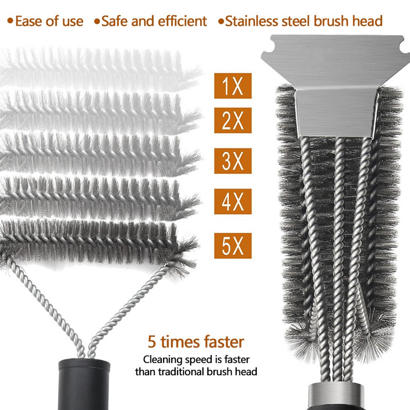 Accesorii pentru bucătărie Perie și racletă pentru grătar Kit pentru grătar Perie de curățare Unelte din oțel inoxidabil Peri de sârmă Triunghi