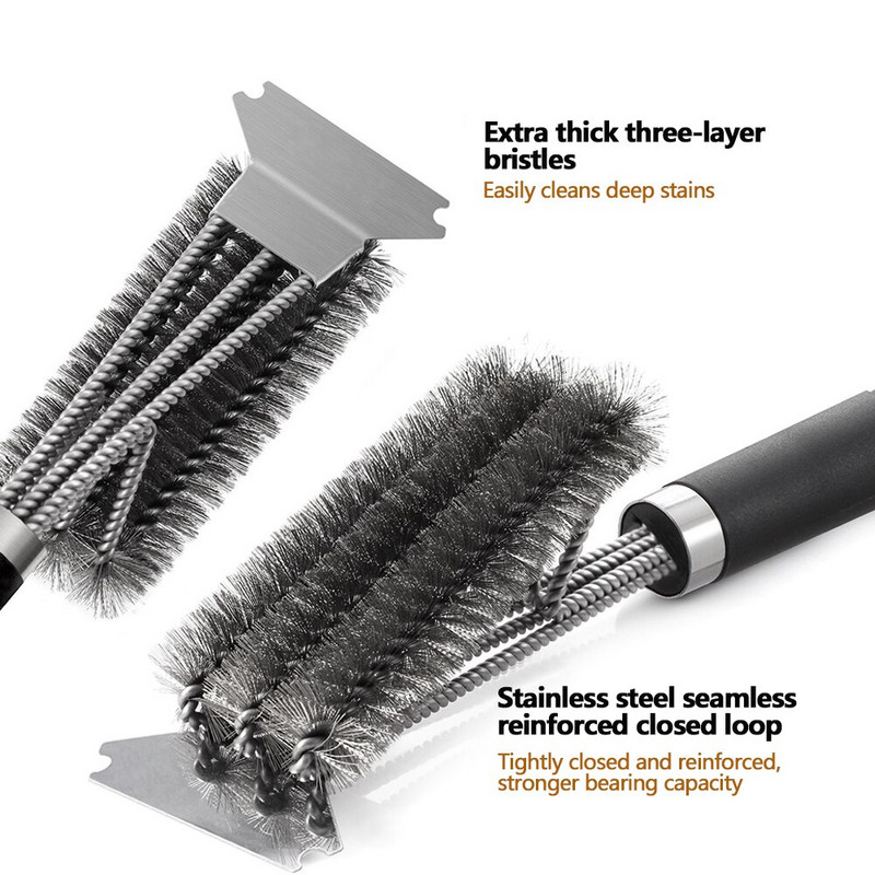 Accesorii pentru bucătărie Perie și racletă pentru grătar Kit pentru grătar Perie de curățare Unelte din oțel inoxidabil Peri de sârmă Triunghi