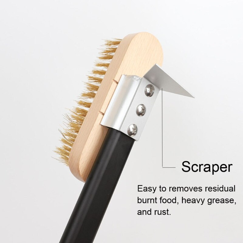 Profesionāla picas cepeškrāsns vara birste skrāpis mājsaimniecības grila misiņa tīrīšanas birste ar pagarināmu alumīnija sakausējuma rokturi