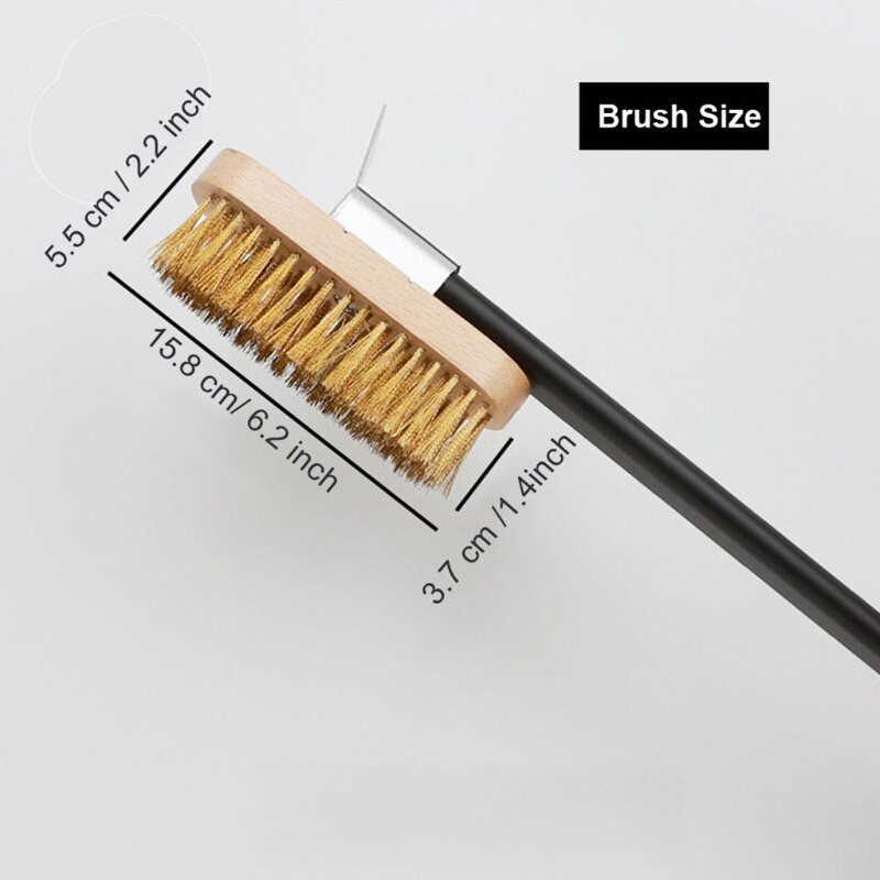 Profesionāla picas cepeškrāsns vara birste skrāpis mājsaimniecības grila misiņa tīrīšanas birste ar pagarināmu alumīnija sakausējuma rokturi