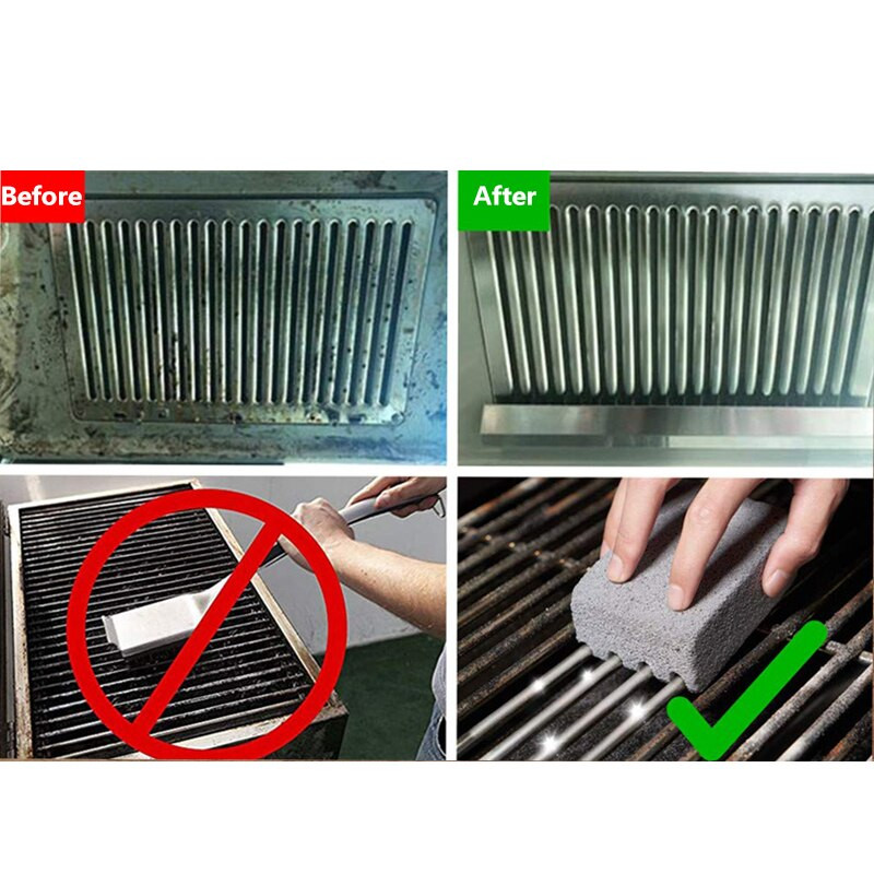 Grilliplekkide rasvapuhastusvahend grillimisriistad köögikaunistused vidinad grillrest puhtad klotsid grill puhas kivi 1/2 tk