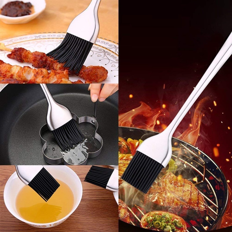 LMETJMA szilikon BBQ ecset BPA mentes pépes tészta ecset rozsdamentes acél nyéllel Pulyka olajos kefe grillezéshez