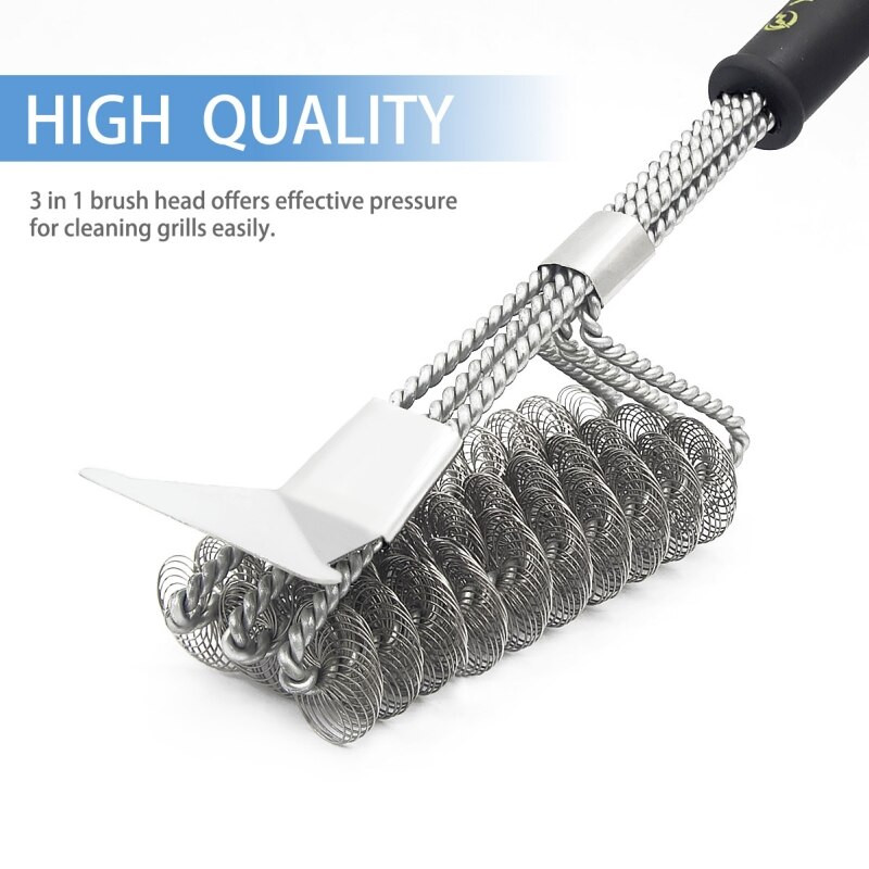 Perie de curățare pentru grătar Unelte pentru curățarea grătarului Rafturi din inoxidabil Accesorii pentru grătar de bucătărie Pete de grăsime Triunghi Peri de sârmă de oțel