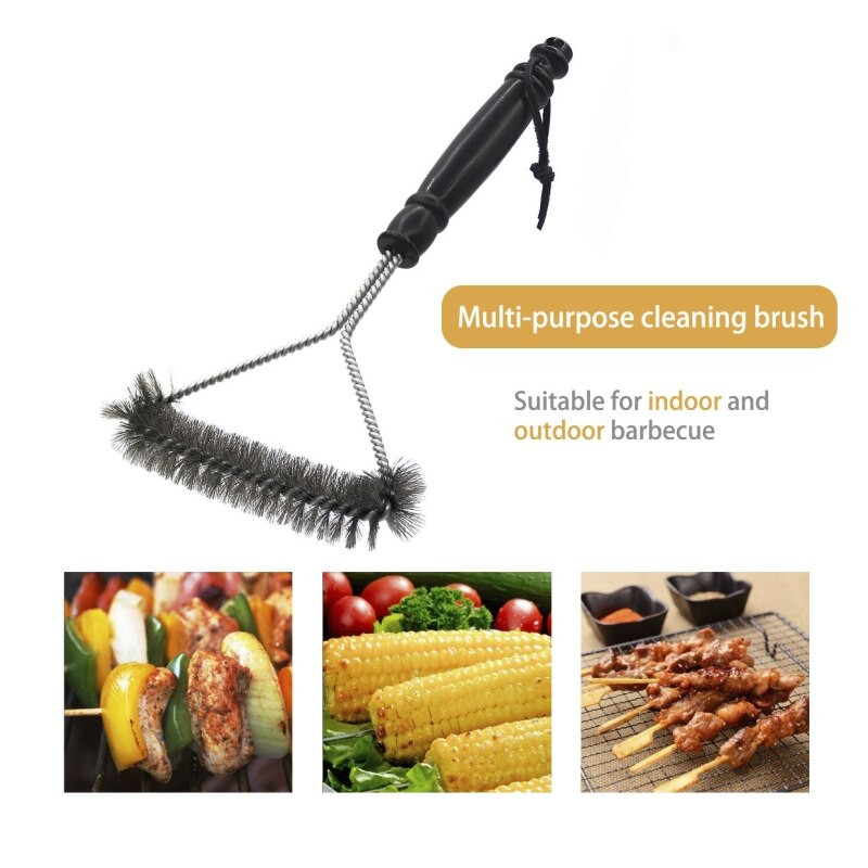 Perie de curățare pentru grătar Unelte pentru curățarea grătarului Rafturi din inoxidabil Accesorii pentru grătar de bucătărie Pete de grăsime Triunghi Peri de sârmă de oțel