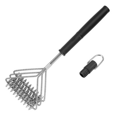 Bārbekjū tīrīšanas birste Grila tīrītājs Ēdiena gatavošanas rīki Nerūsējošais tērauds visiem grilu veidiem Stiepļu sari Grila skrāpis trīskāršā galviņa