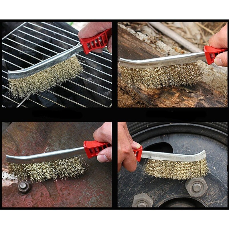 Grilltisztító kefe rozsdamentes acél drót grilleszközök Grill tisztító kefe hőálló kültéri kemping grillező eszközök
