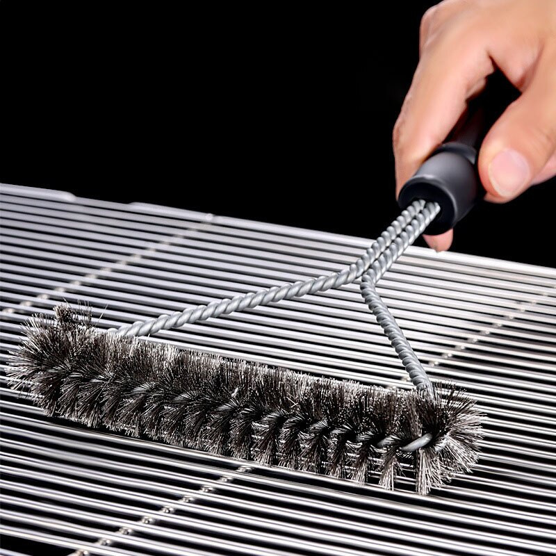 Perie pentru grătar, sârmă din oțel inoxidabil, perie antiaderentă pentru curățarea grătarului în aer liber, cu mâner, instrumente de curățare a grătarului, accesorii pentru gătit