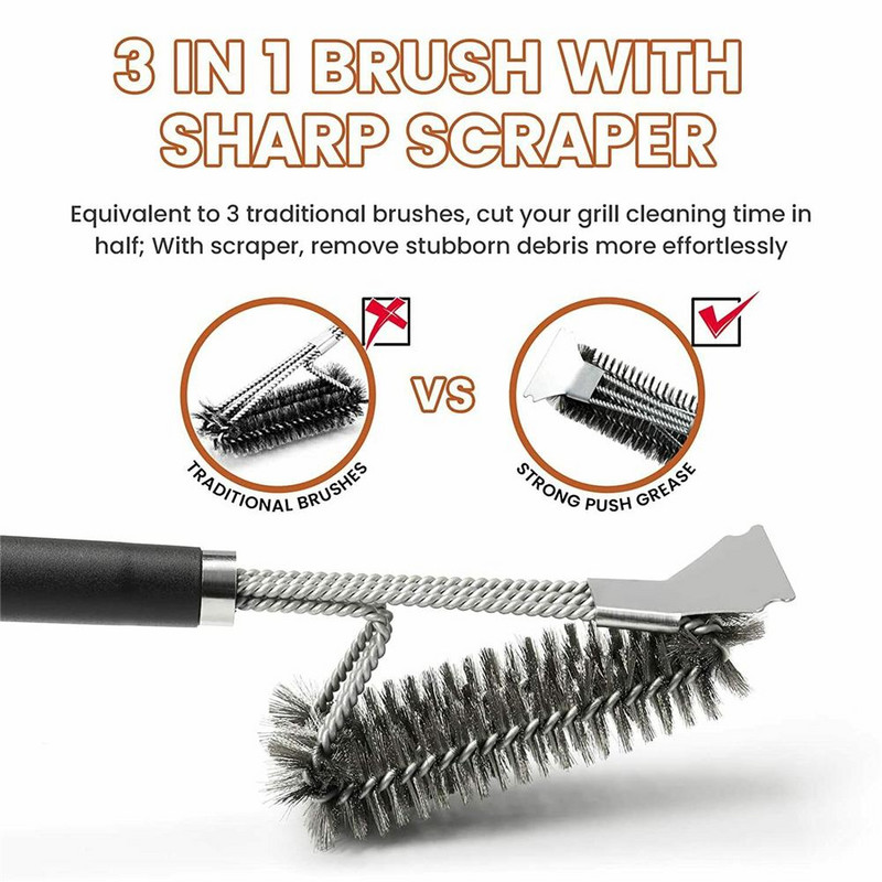 Grilltisztító kefe Grill Grill Rozsdamentes acél huzal Grill tisztítókefe Grilltisztító kefe Grill eszközök