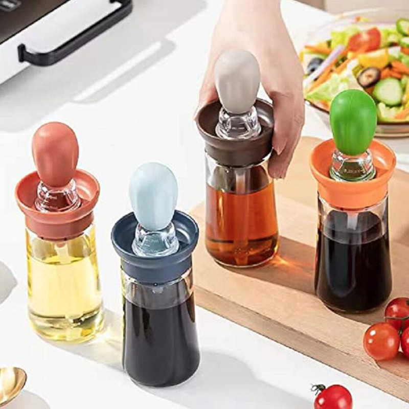 Konyhai szilikon olajos üveg üveg olívaolajos palack Mennyiségi extrudálás adagoló tészta steak olaj ecsetek sütéshez BBQ eszköz