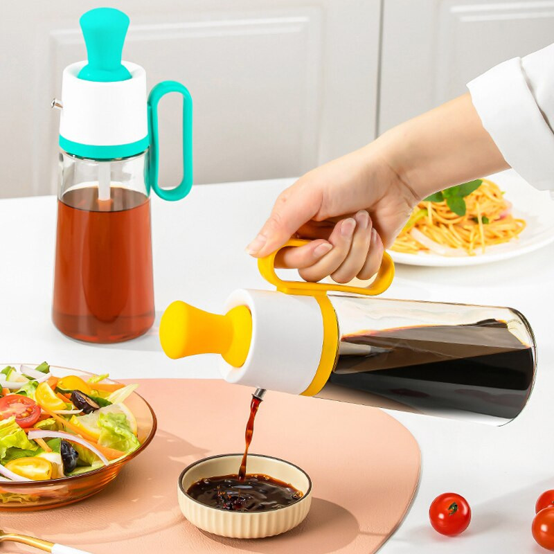 Sticlă de ulei de silicon 2 în 1 de bucătărie cu perie de ulei de măsline de capacitate mare pentru friptură de grătar pentru sos de ulei Dispenser pentru coacere instrument pentru grătar