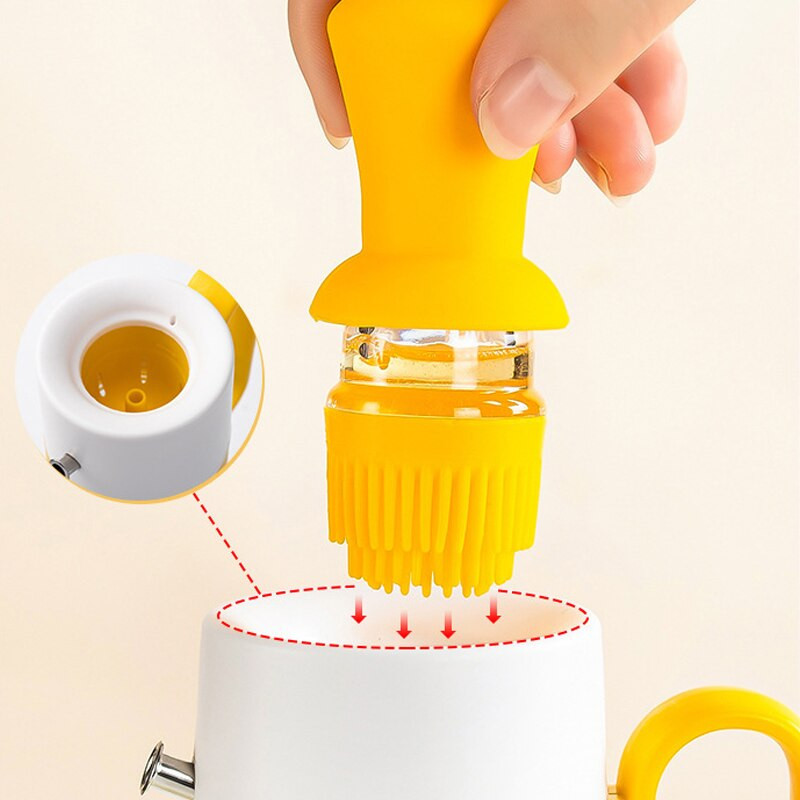 Sticlă de ulei de silicon 2 în 1 de bucătărie cu perie de ulei de măsline de capacitate mare pentru friptură de grătar pentru sos de ulei Dispenser pentru coacere instrument pentru grătar