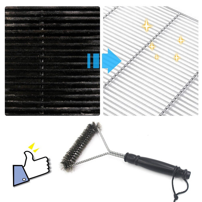 Barbecue Grill Rozsdamentes acél Grillkefe Drótsörték Tapadásmentes tisztítókefék nyéllel Foltok eltávolítása Grill tartozékok