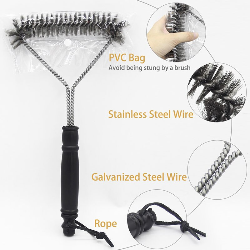 Barbecue Grill Grill Kefe Clean Tool Grill tartozékok Rozsdamentes acél sörték Tapadásmentes Tisztítókefék Grilltartozékok