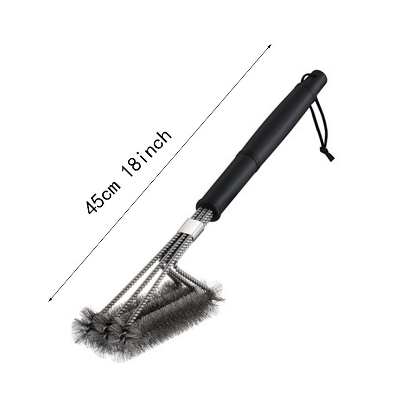 Perie de curățare a grătarului de 18 inchi, curățenie ușoară, rezistență la căldură, unelte antiaderente pentru grătar, trei perii din oțel inoxidabil