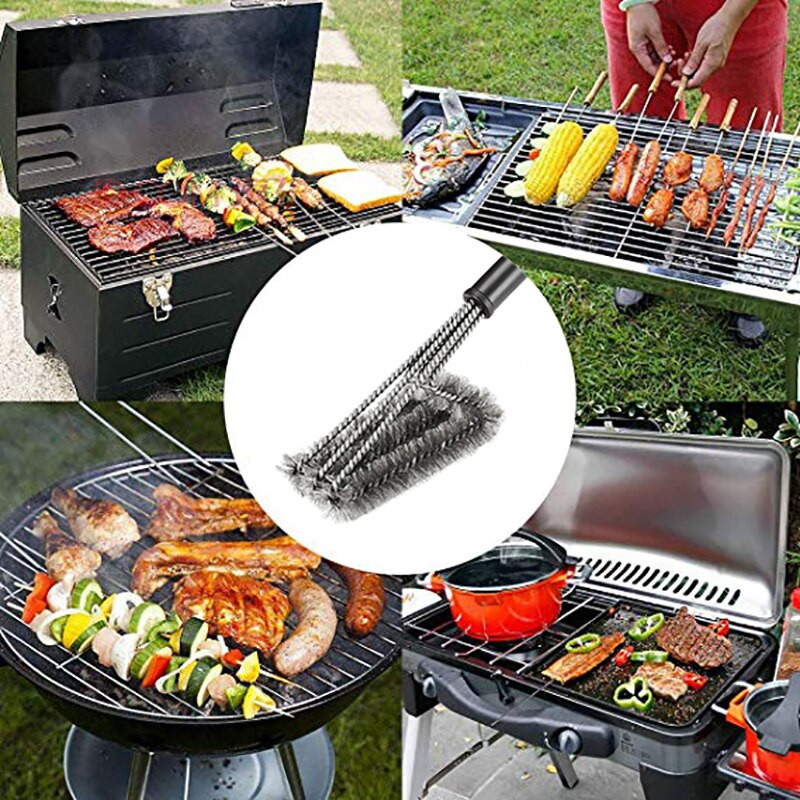 Walfos Barbecue Grill Grill kefe tisztító eszköz Rozsdamentes acél drótsörték Barbecue Grill Drótkefe Konyhatisztító kefék