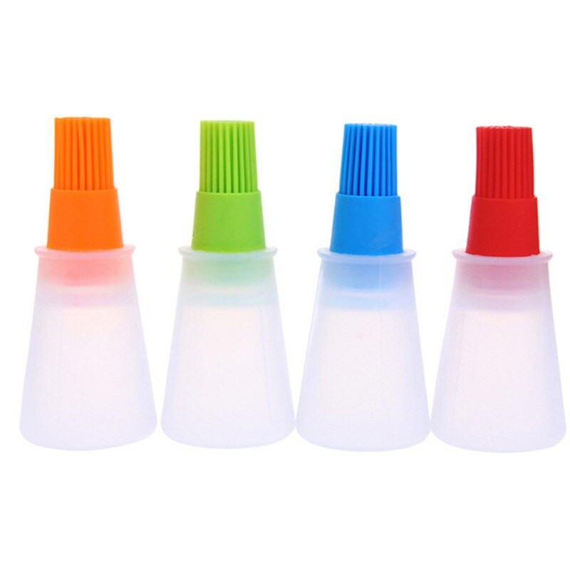 Nešiojamas maistinis silikono aliejaus butelis su šepetėliu.