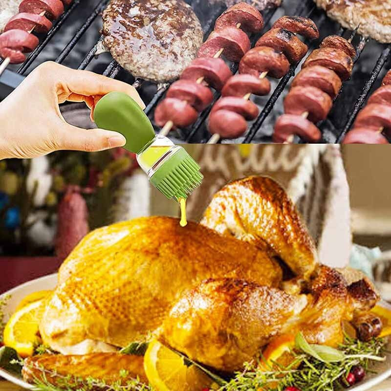 Konyhai olajkefe szilikon kefe olajos palack kültéri grillezéshez, sütemény grillezéshez, élelmiszer minőségű olajadagoló szósztartályhoz