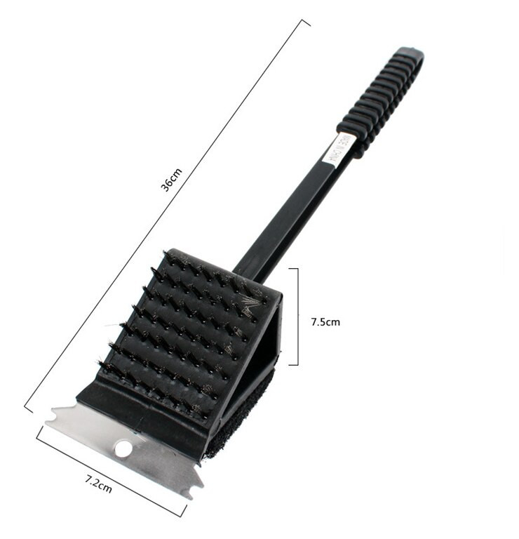 Perie de curățare grătar cu sârmă de cupru 3 în 1 pentru grătar cu racletă Curățător pentru grătar cu mâner lung din oțel inoxidabil pentru curățarea cuptorului pentru grătar