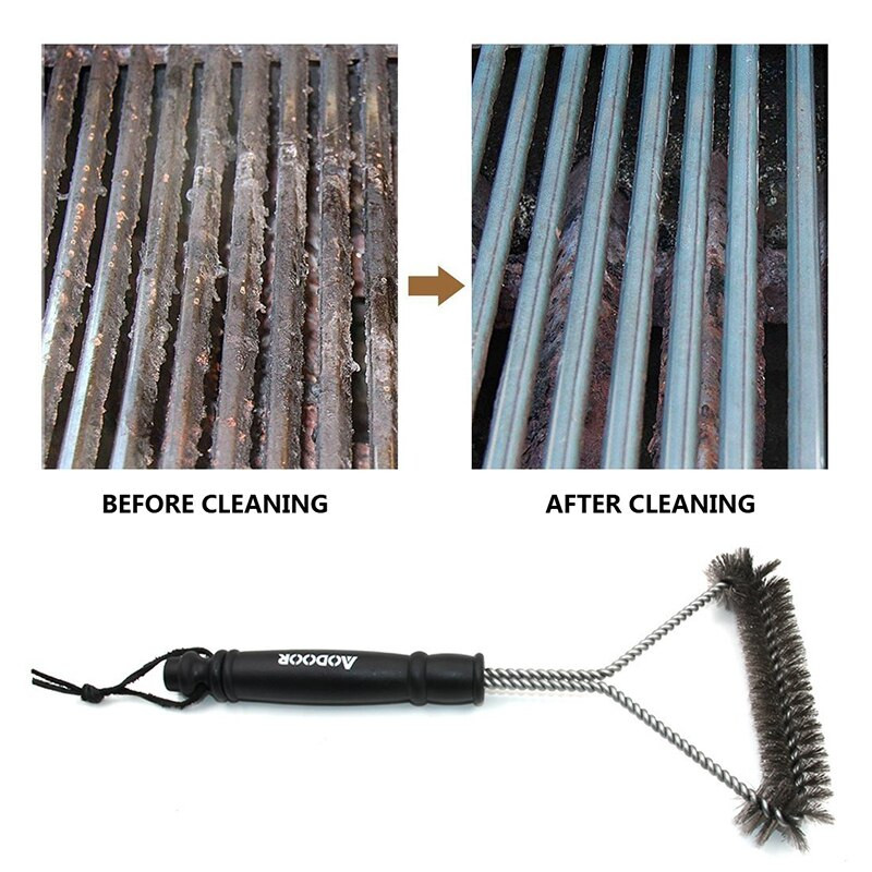 Barbecue BGrill Grill kefe rozsdamentes acél sörtéjű tisztítókefék nyéllel Tartós főzési BBQ eszközök Tapadásmentes BBQ kütyük