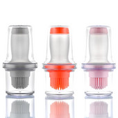 Hordozható szilikon olajkefe palack grillkefe védő burkolattal hőálló sütőeszközök sütemények grillezés kültéri használatra