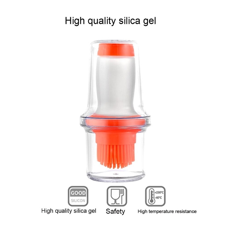 Hordozható szilikon olajkefe palack grillkefe védő burkolattal hőálló sütőeszközök sütemények grillezés kültéri használatra