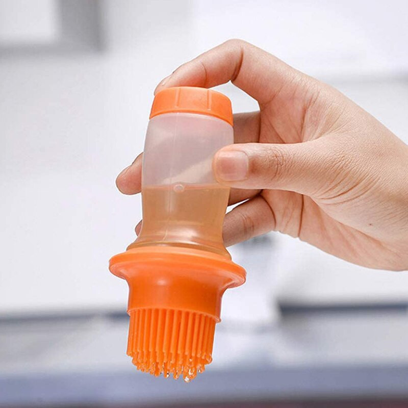 Perie pentru sticla de ulei de presare din silicon cu capac din plastic Sos de copt Sticla pentru sos de salata Perie pentru sos de gratar Oala pentru ulei de bucatarie