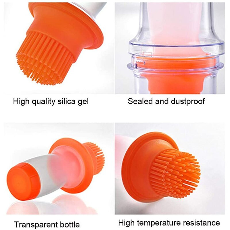 Perie pentru sticla de ulei de presare din silicon cu capac din plastic Sos de copt Sticla pentru sos de salata Perie pentru sos de gratar Oala pentru ulei de bucatarie