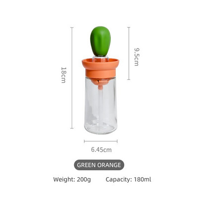 Sticlă de ulei de copt de 150 ml Recipient de ulei de sticlă din silicon cu perie Sticlă de pulverizare pentru grătar Dozator de ulei pentru bucătărie gătit grătar