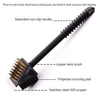 3 σε 1 Bbq Grill Cleaning Brush Πολυλειτουργική βούρτσα Bbq Outdoor Tools