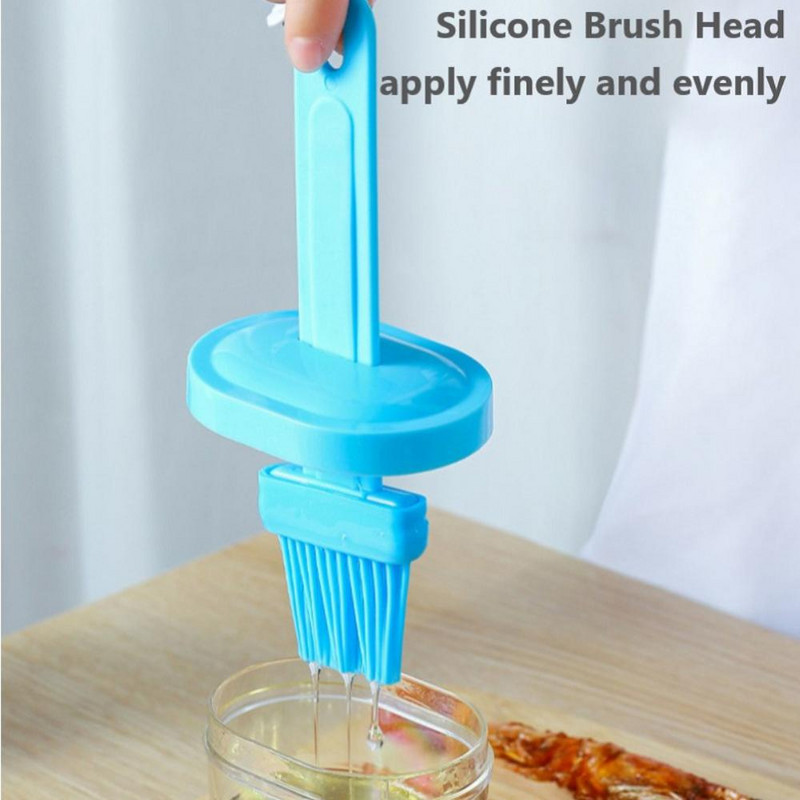 Sticlă de ulei de silicon cu perie Coacerea grătar grătar distribuitor de ulei de înaltă rezistență pentru patiserie friptură perii de ulei unelte pentru grătar de bucătărie