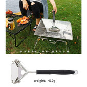 Perie și răzuitoare pentru grătar portabilă Dispozitiv de curățare a grătarului în aer liber Perie cu peri de sârmă pentru grătar cu gaz/cărbune T21C