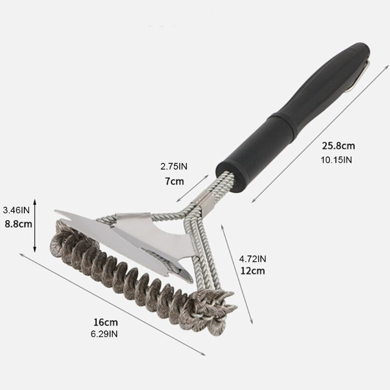 Perie și răzuitoare pentru grătar portabilă Dispozitiv de curățare a grătarului în aer liber Perie cu peri de sârmă pentru grătar cu gaz/cărbune T21C