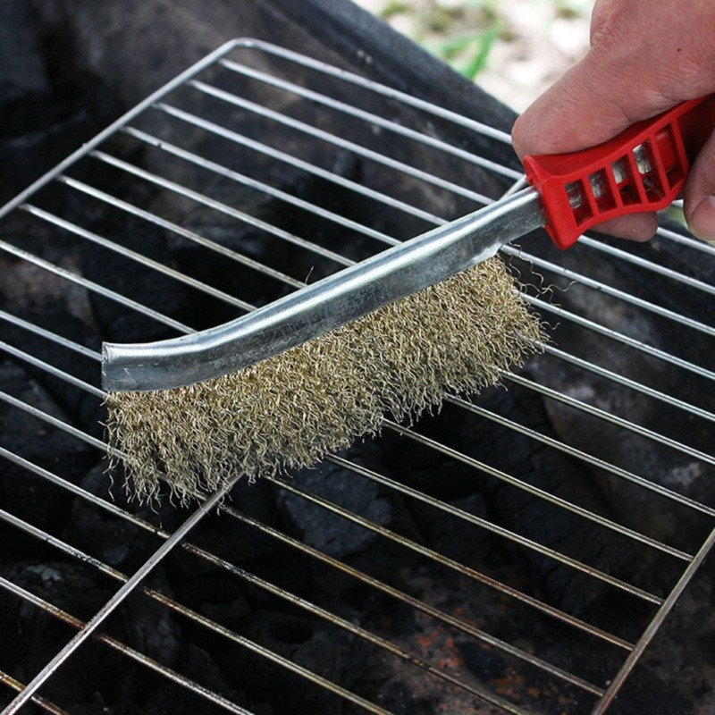 Grilltisztító kefe műanyag nyél Acél drótkefe Grill tisztítóeszközök Piknik Konyha Grill Grill Drótkefék Tisztítóeszköz