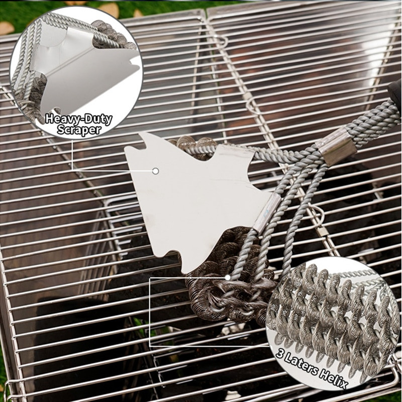 Kültéri grillkefe Rozsdamentes acél Grill Drótsörték Tiszta kefék Tapadásmentes Foltok Zsír Konyhai Grillezőeszközök