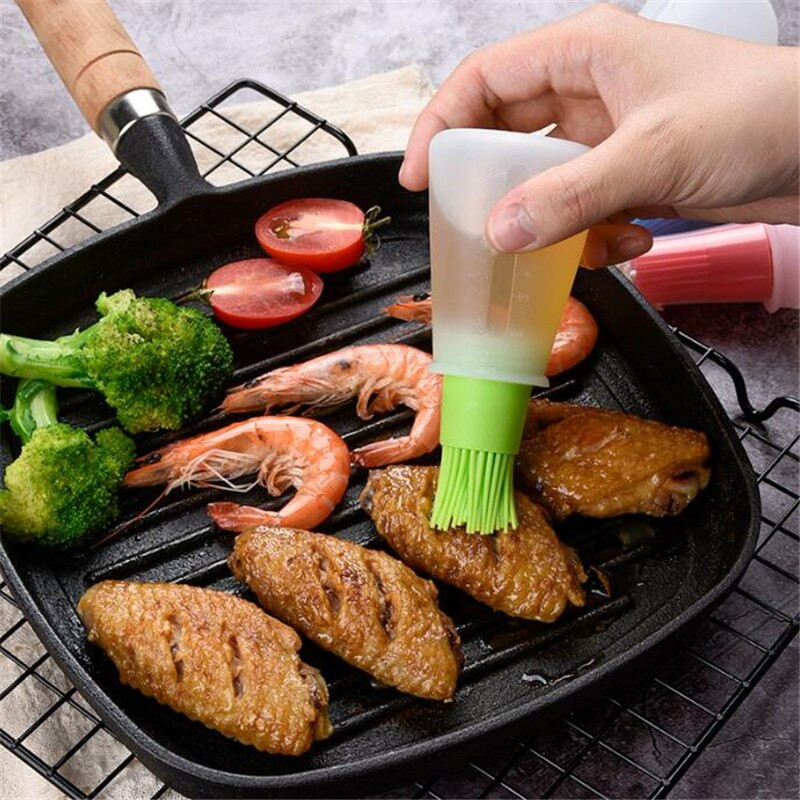 ÚJ Hordozható Olajpalack Grillkefe Szilikon Konyha Grill Szilikon Olajkefe Grill Kemping Kiegészítők Kütyük