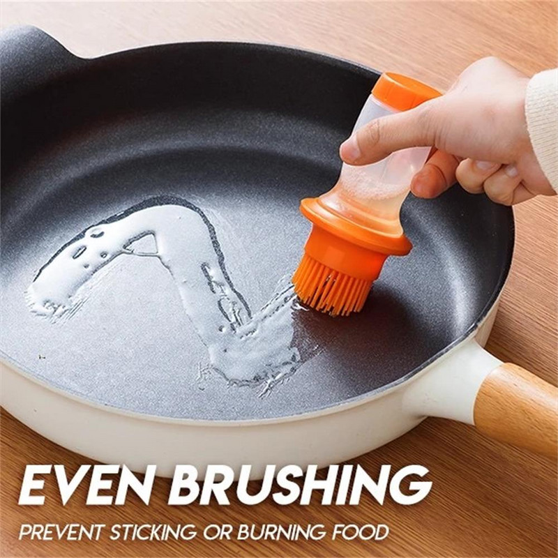 Sticlă portabilă de ulei din silicon cu perie Perii de ulei pentru grătar Ulei lichid pentru patiserie, bucătărie, coacere, grătar, unelte de bucătărie rezistente la căldură