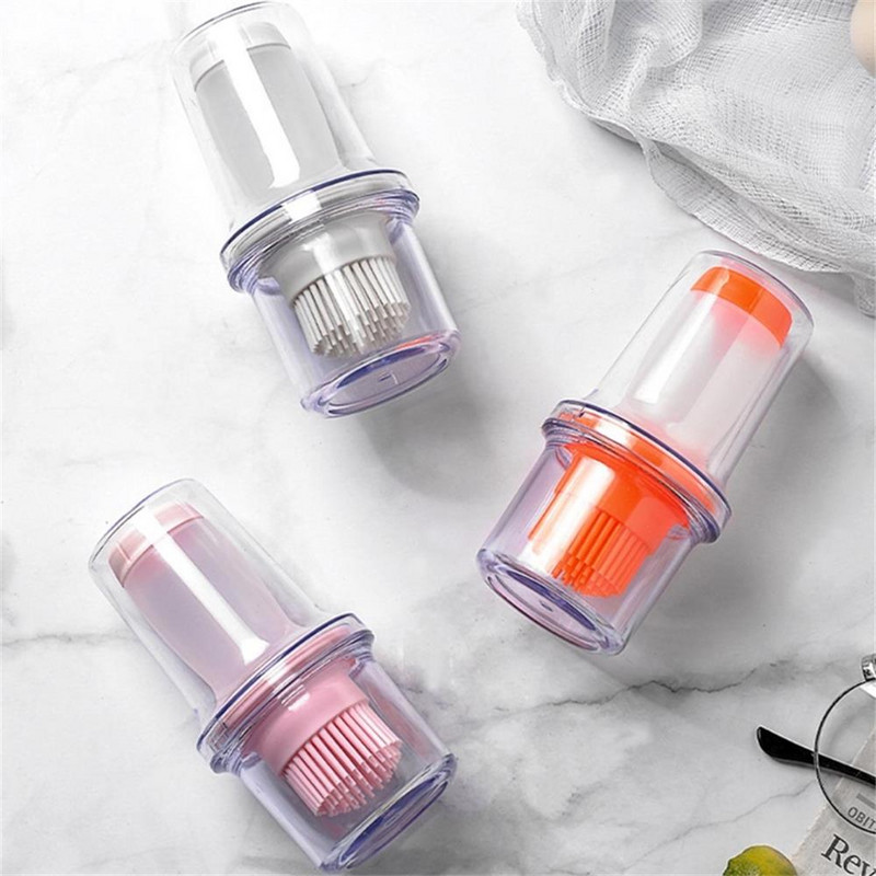 Sticlă portabilă de ulei din silicon cu perie Perii de ulei pentru grătar Ulei lichid pentru patiserie, bucătărie, coacere, grătar, unelte de bucătărie rezistente la căldură