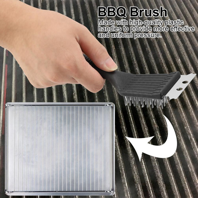 Barbecue Grill tisztító kefe Extra erős konyhai grill tisztító rozsdamentes acél biztonságos drót sörték